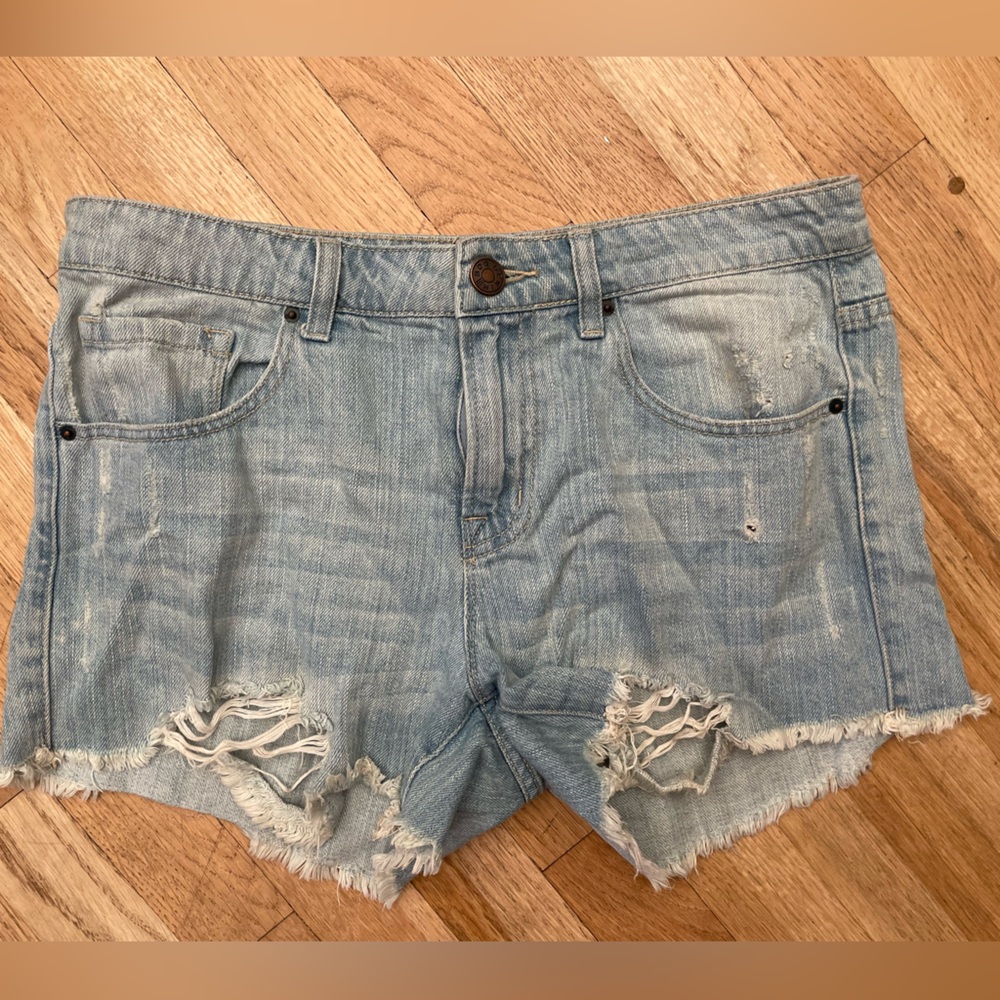 Distressed light denim BDG shorts